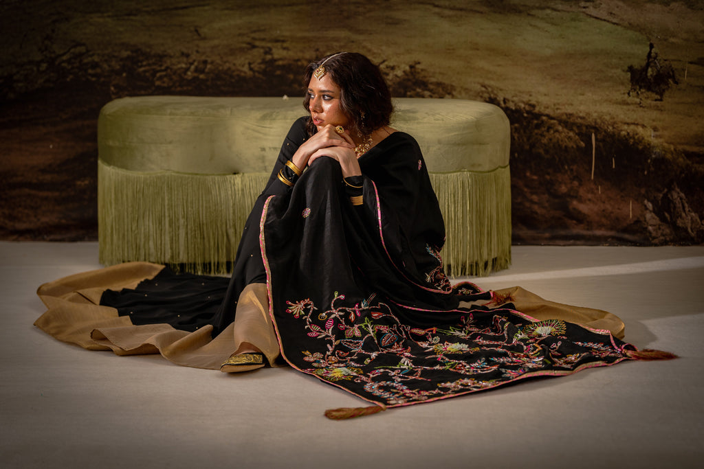 Midnight Chintz - Red Embroidered Luxury Shawl - Buy Online Pakistan