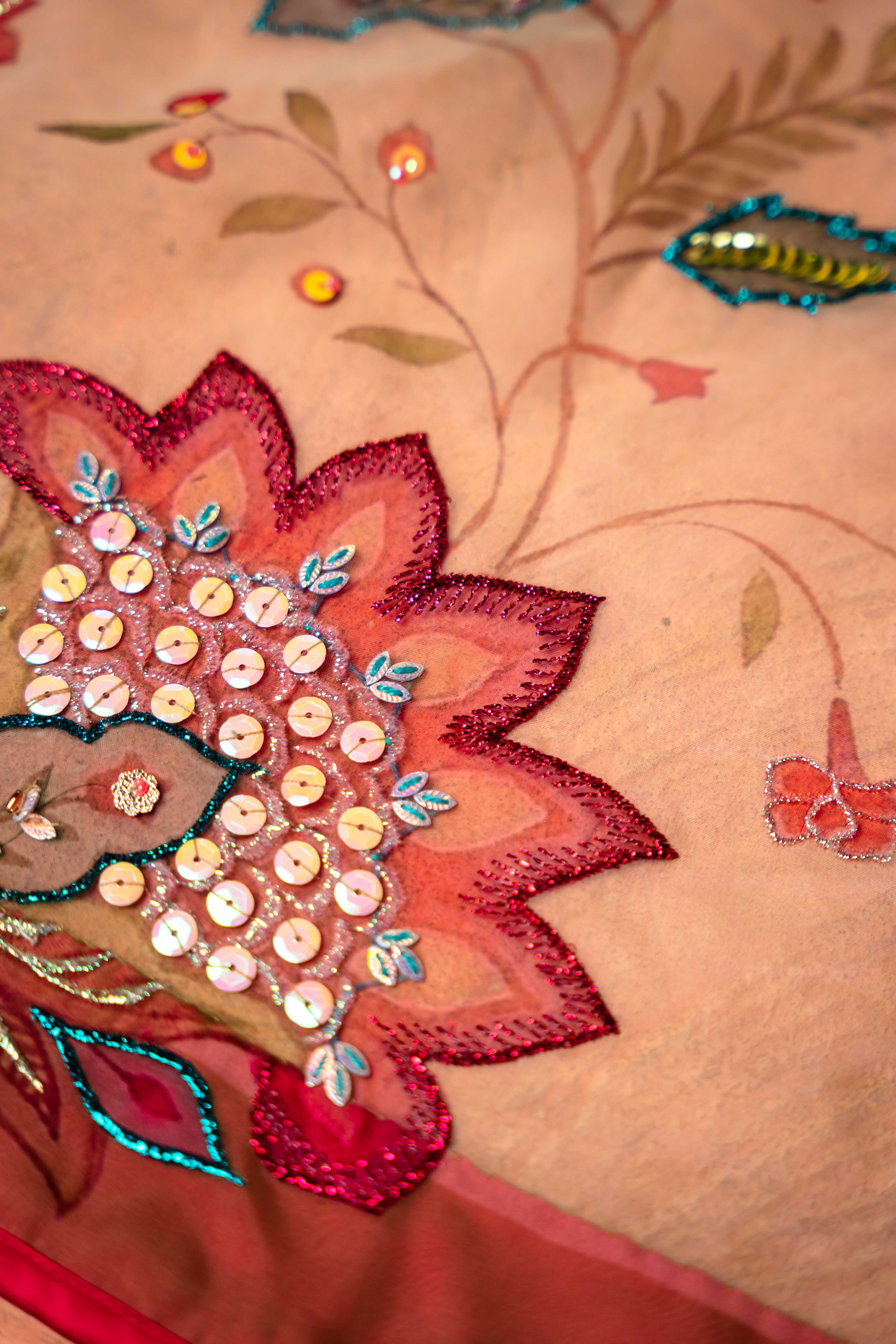 FIRST LIGHT Detail View - Luxury Pakistani Shawl - shoppingkarado.com