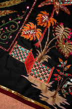 Vashah THE EMPEROR’S MARK - Hand Embroidered Raw Silk Shawl - Shopping Karado
