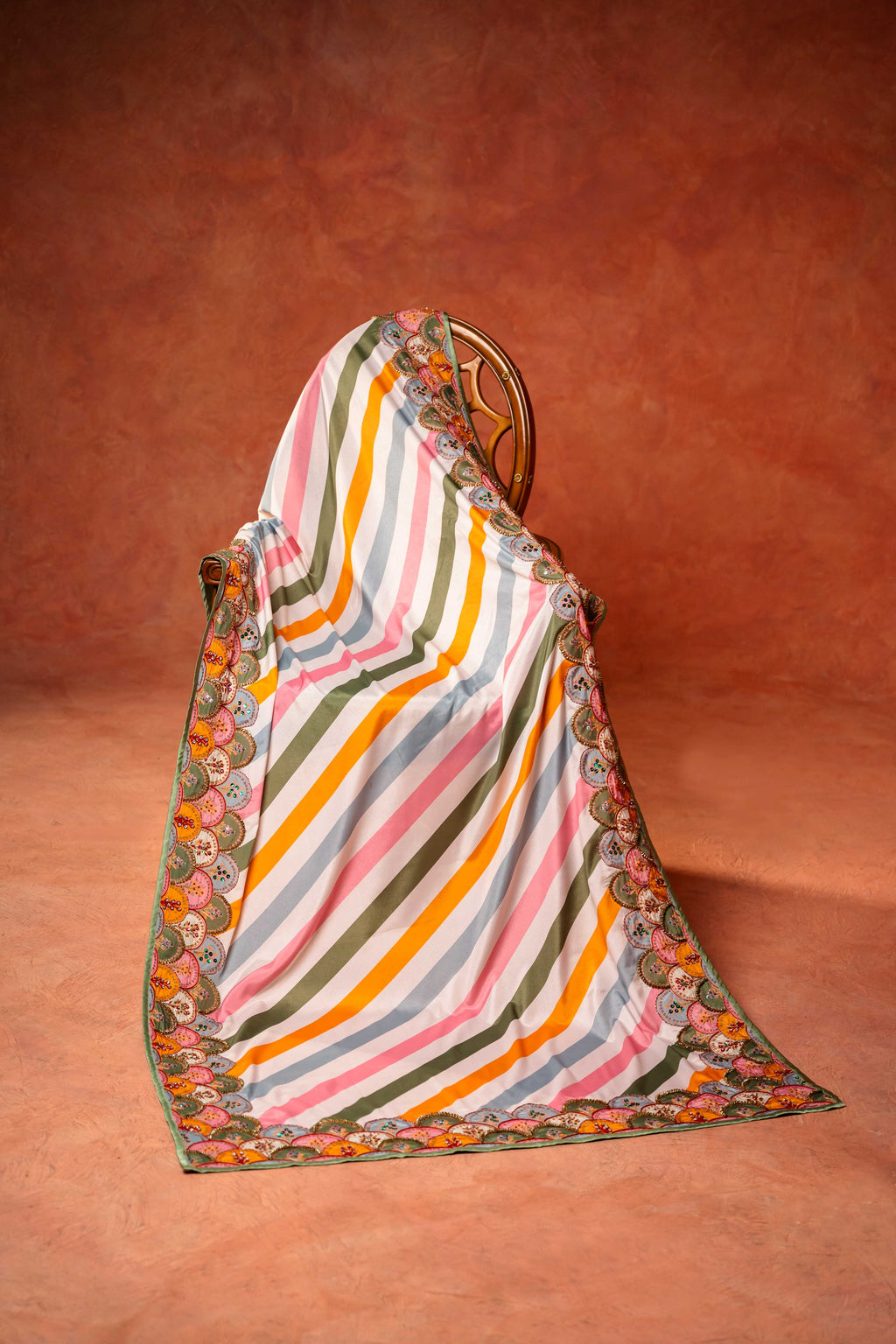 MOON STRIPES - Handcrafted Raw Silk Shawl by Vashah - Shopping Karado