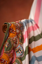 MOON STRIPES - Red Embroidered Luxury Shawl - Buy Online Pakistan