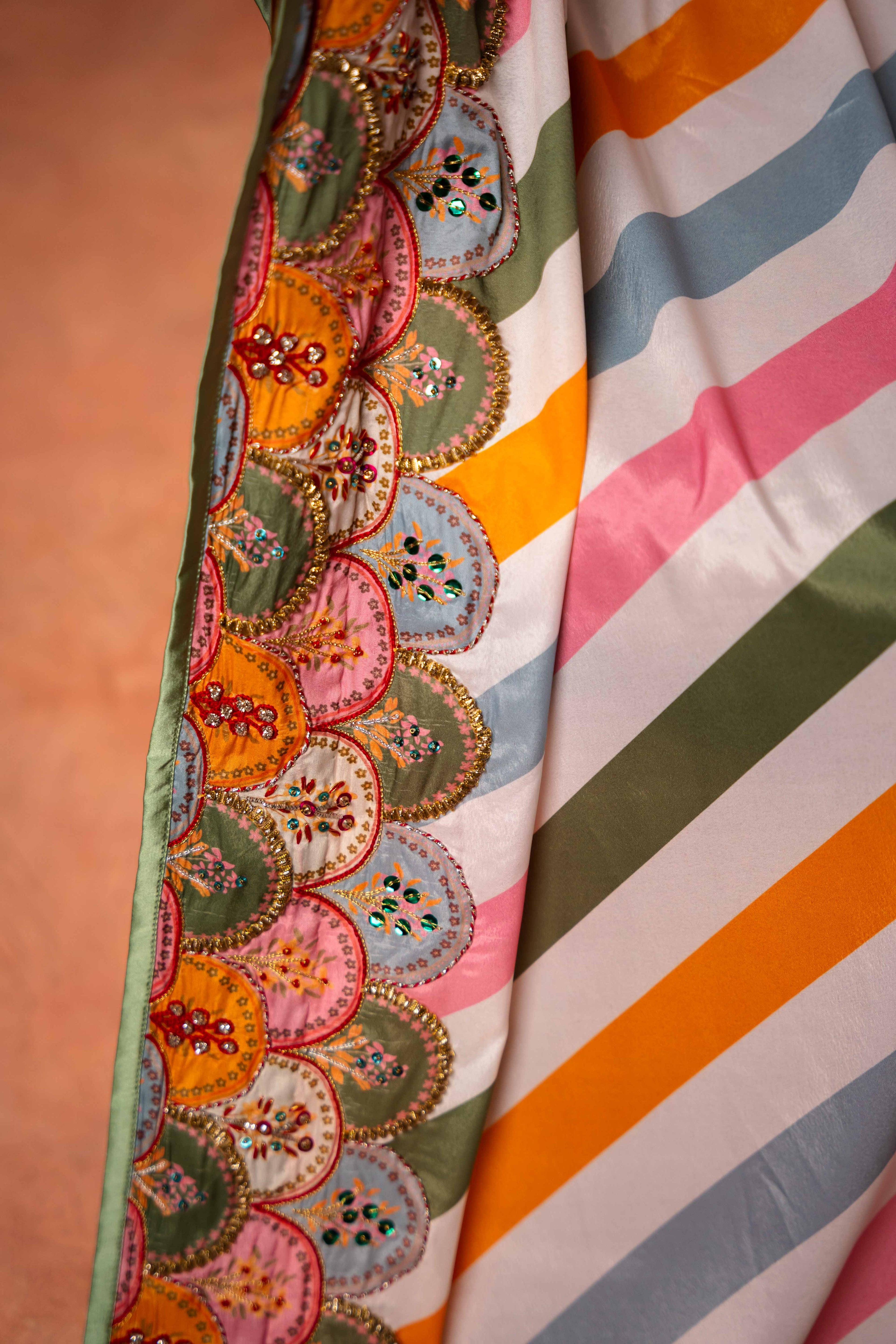 MOON STRIPES - Handcrafted Raw Silk Shawl by Vashah - Shopping Karado