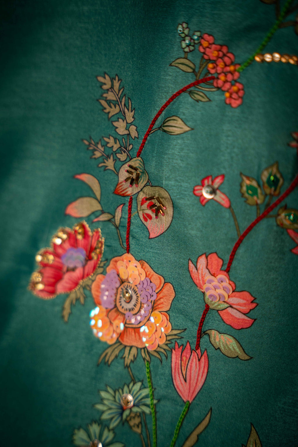Jabee'n Dupatta - Red Embroidered Luxury Shawl - Buy Online Pakistan