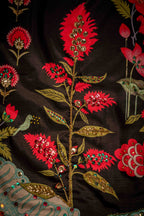 Chinaar Dupatta - Black Embroidered Luxury Shawl - Buy Online Pakistan
