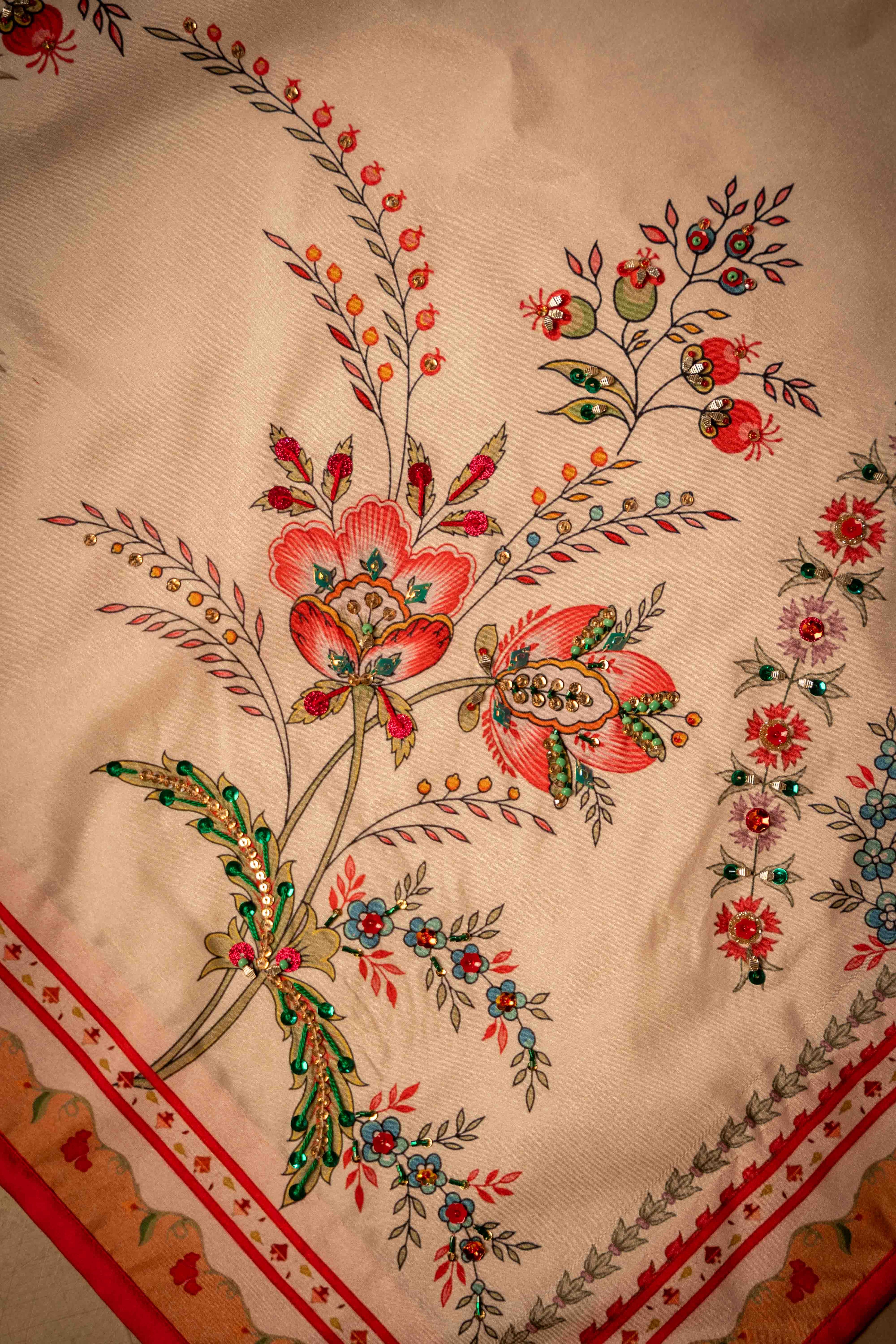 Chandni Dupatta - Red Embroidered Luxury Shawl - Buy Online Pakistan