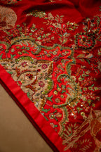 Vashah Deer Forest - Hand Embroidered Raw Silk Shawl - Shopping Karado