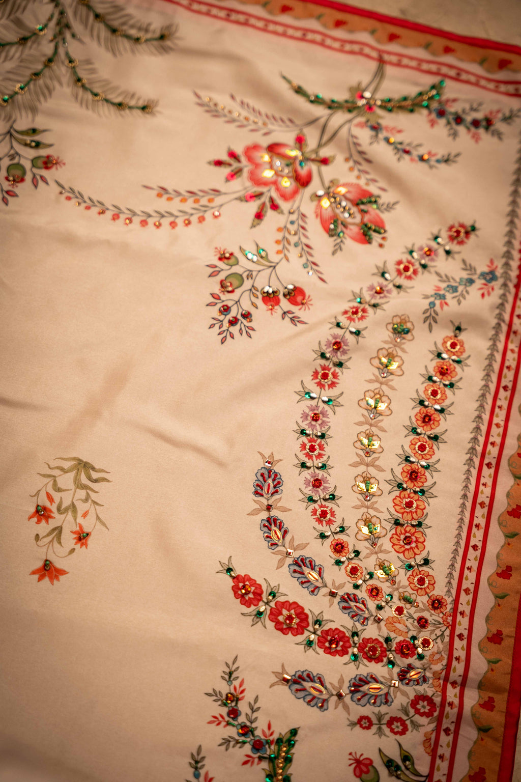 Chandni Dupatta - Red Embroidered Luxury Shawl - Buy Online Pakistan