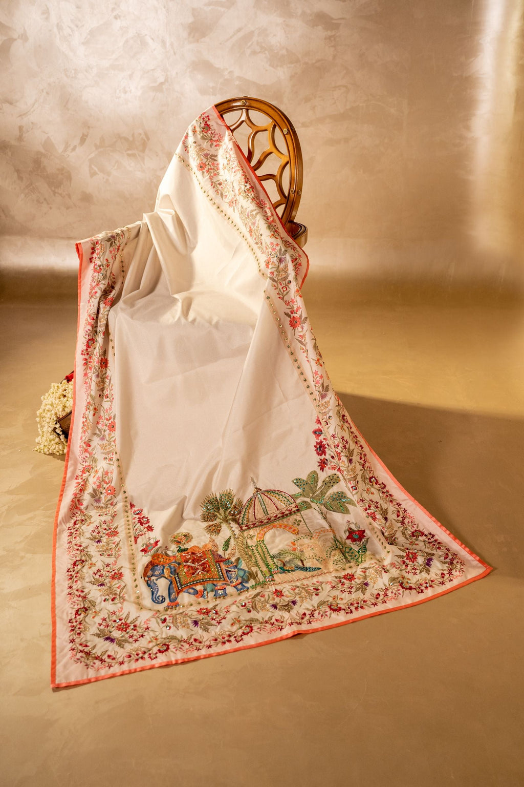 Lahore Fort - Handcrafted Raw Silk Shawl by Vashah - Shopping Karado