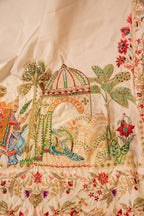 Lahore Fort - White Embroidered Luxury Shawl - Buy Online Pakistan