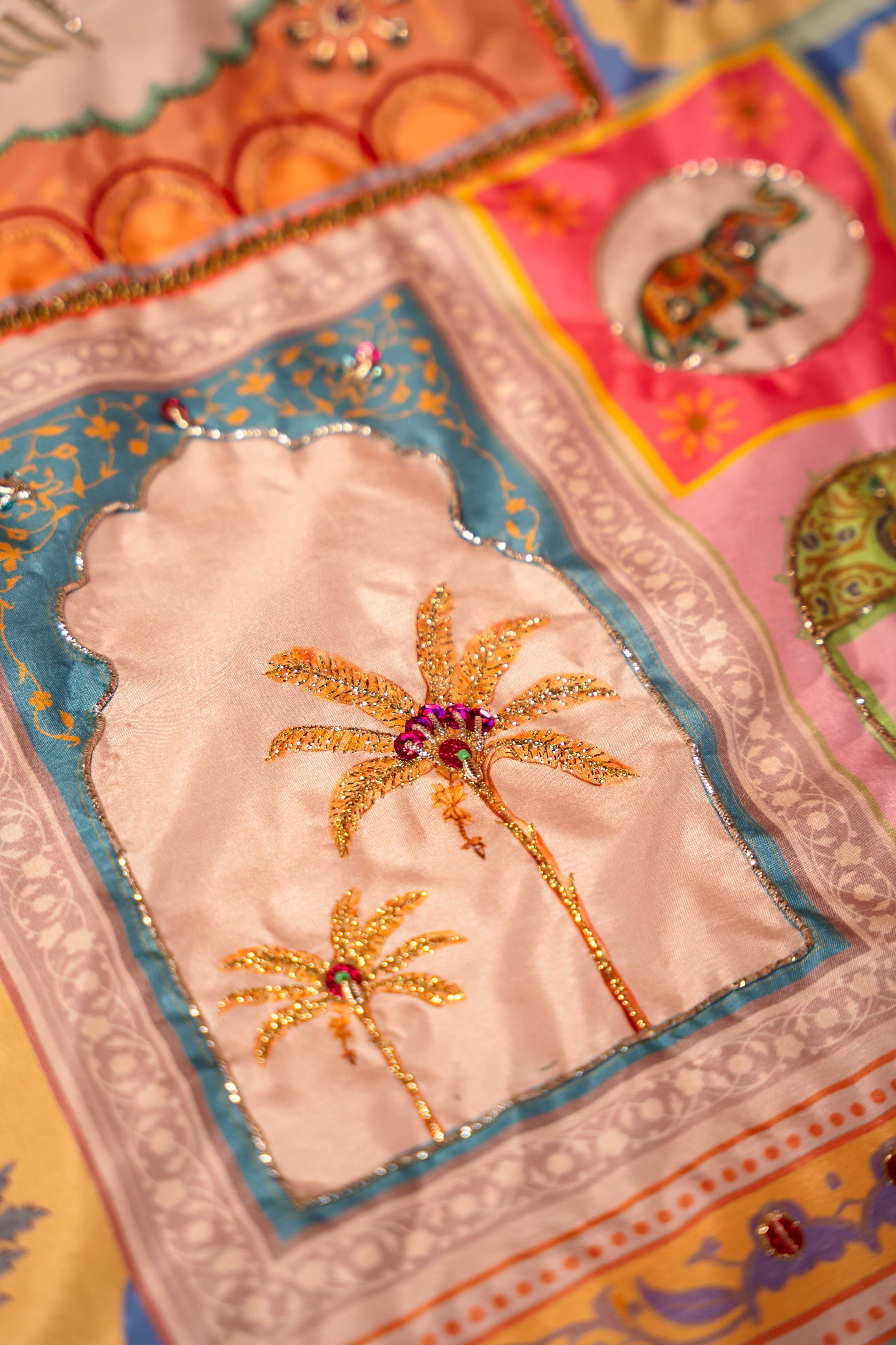 Vashah THE CHRONICLE - Hand Embroidered Raw Silk Shawl - Shopping Karado
