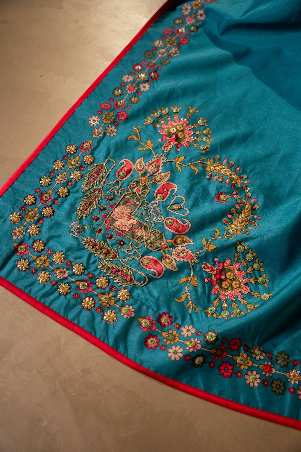 Jharna Shawl - Blue Embroidered Luxury Shawl - Buy Online Pakistan