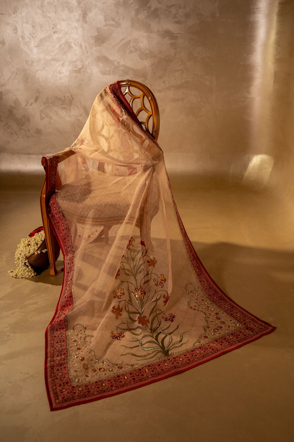 Roshanay - Shawl - Handcrafted Organza Shawl by Vashah - Shopping Karado