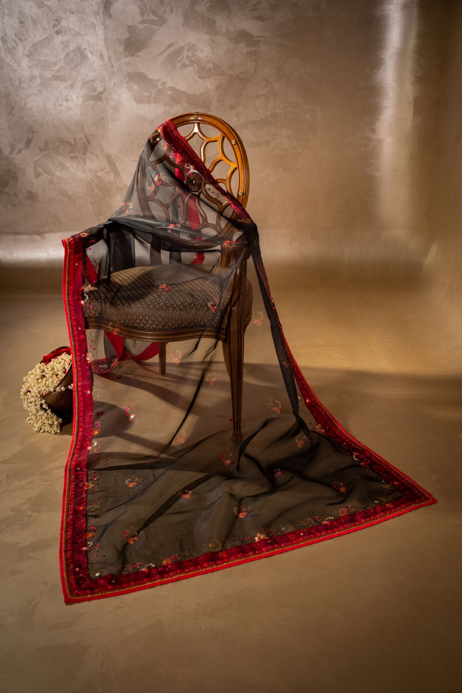 Raqs - Dupatta - Handcrafted Organza Shawl by Vashah - Shopping Karado