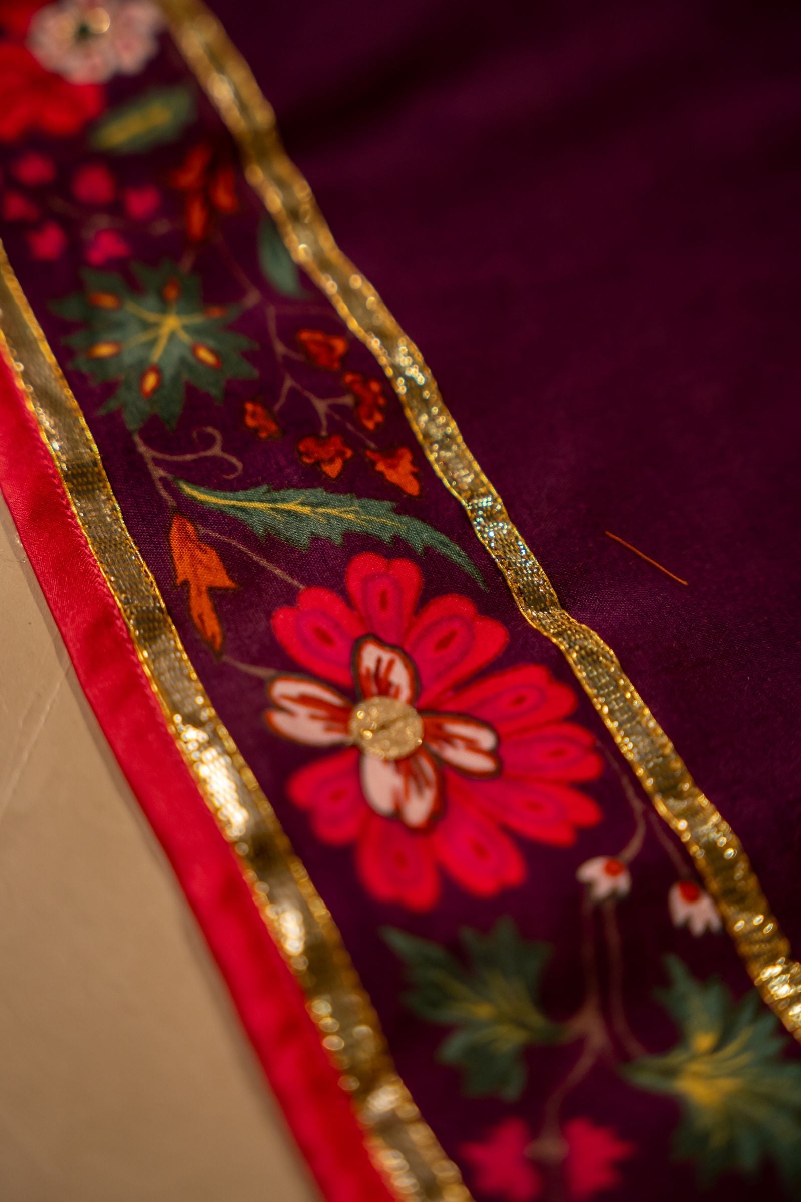 Vashah Mandala - Shawl - Hand Embroidered Raw Silk Shawl - Shopping Karado