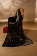 Black Dhanak - Handcrafted Silk Shawl by Vashah - Shopping Karado