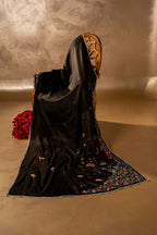 Black Dhanak - Handcrafted Silk Shawl by Vashah - Shopping Karado