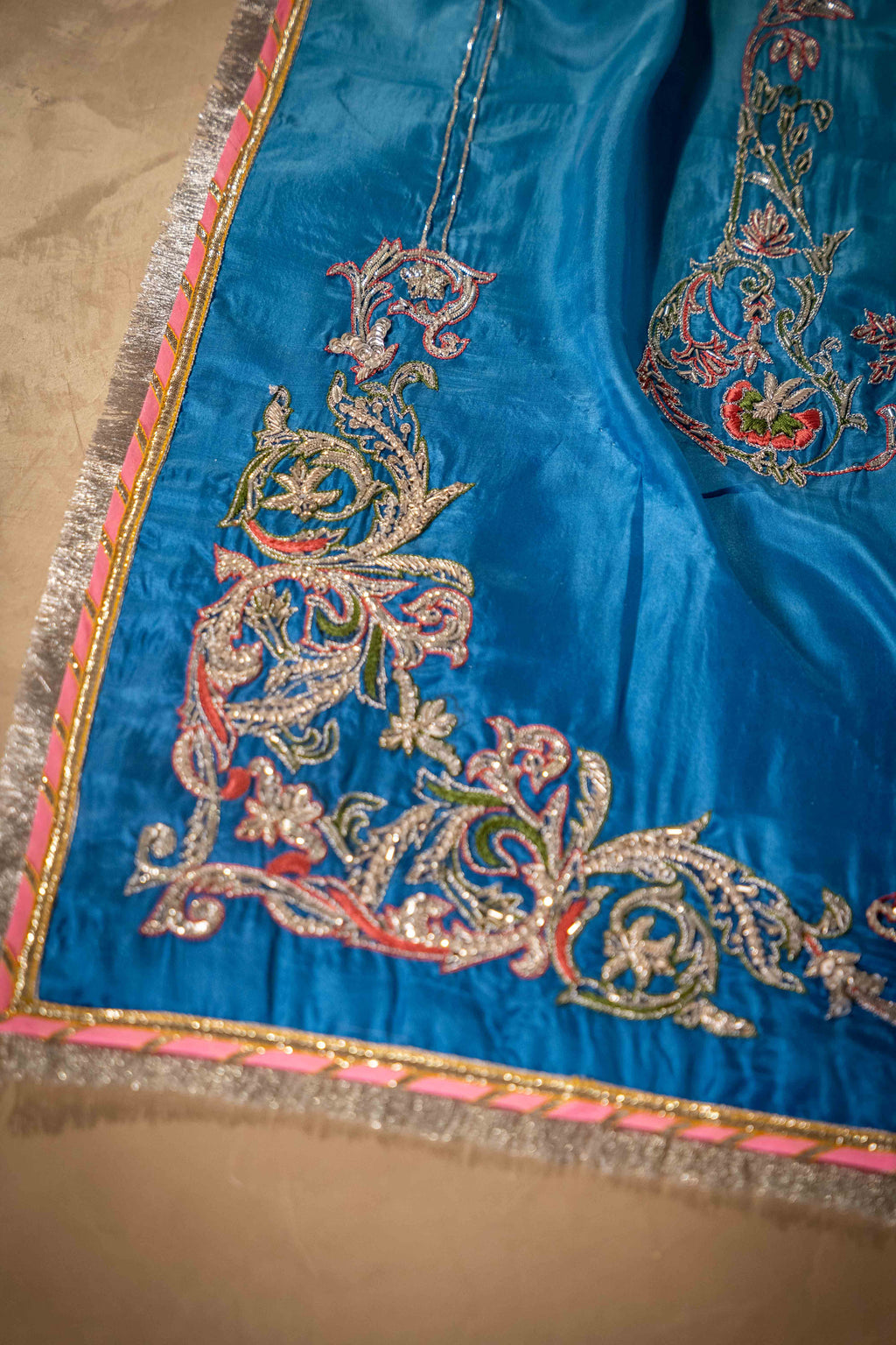 Aab-e-Barf - Blue Embroidered Luxury Shawl - Buy Online Pakistan