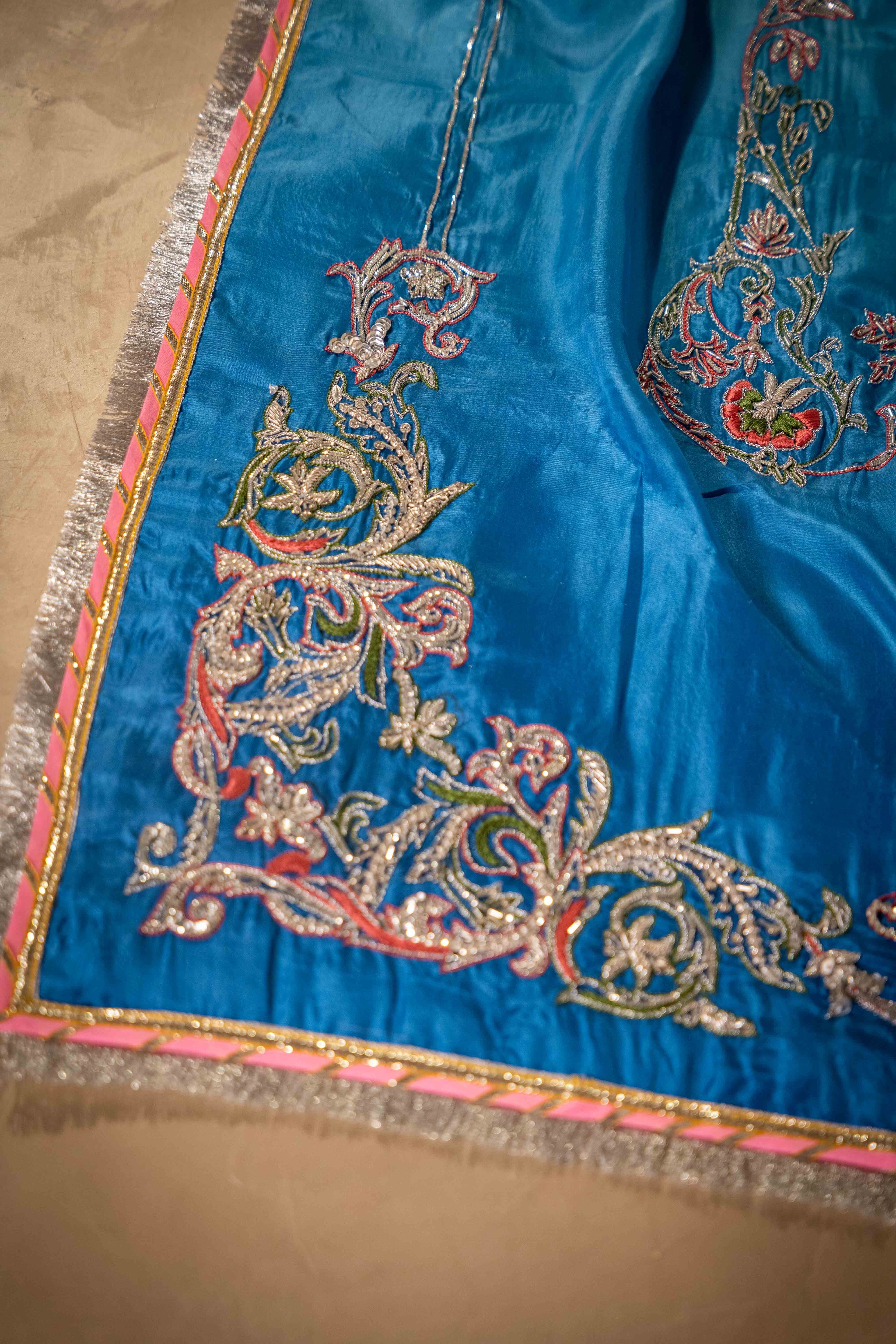 Aab-e-Barf - Blue Embroidered Luxury Shawl - Buy Online Pakistan