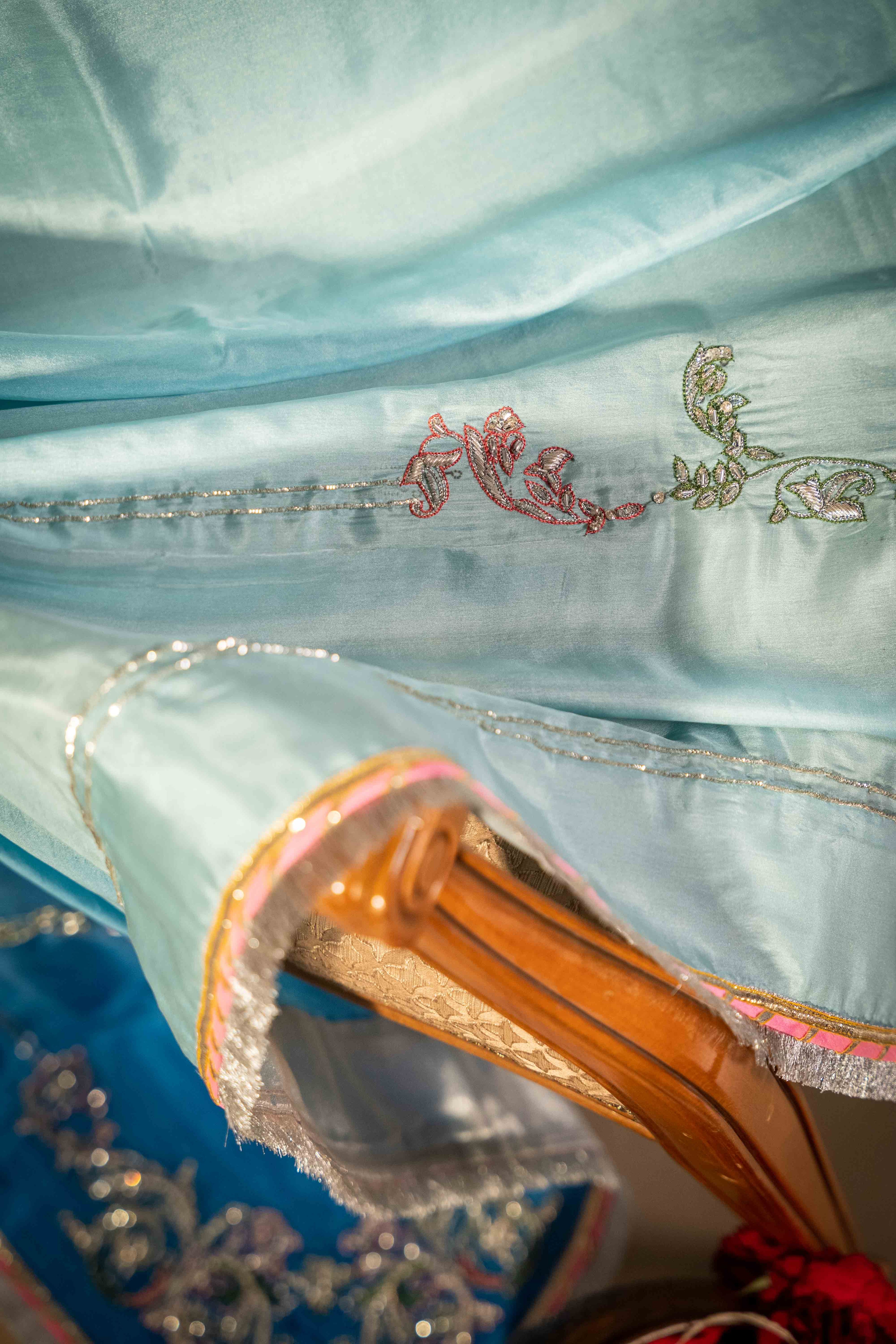 Aab-e-Barf - Blue Embroidered Luxury Shawl - Buy Online Pakistan