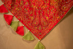 Vashah Pink Shehnai - Dupatta - Hand Embroidered Silk Shawl - Shopping Karado