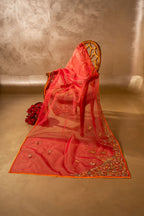 Dhanak - Dupatta - Handcrafted Organza Shawl by Vashah - Shopping Karado
