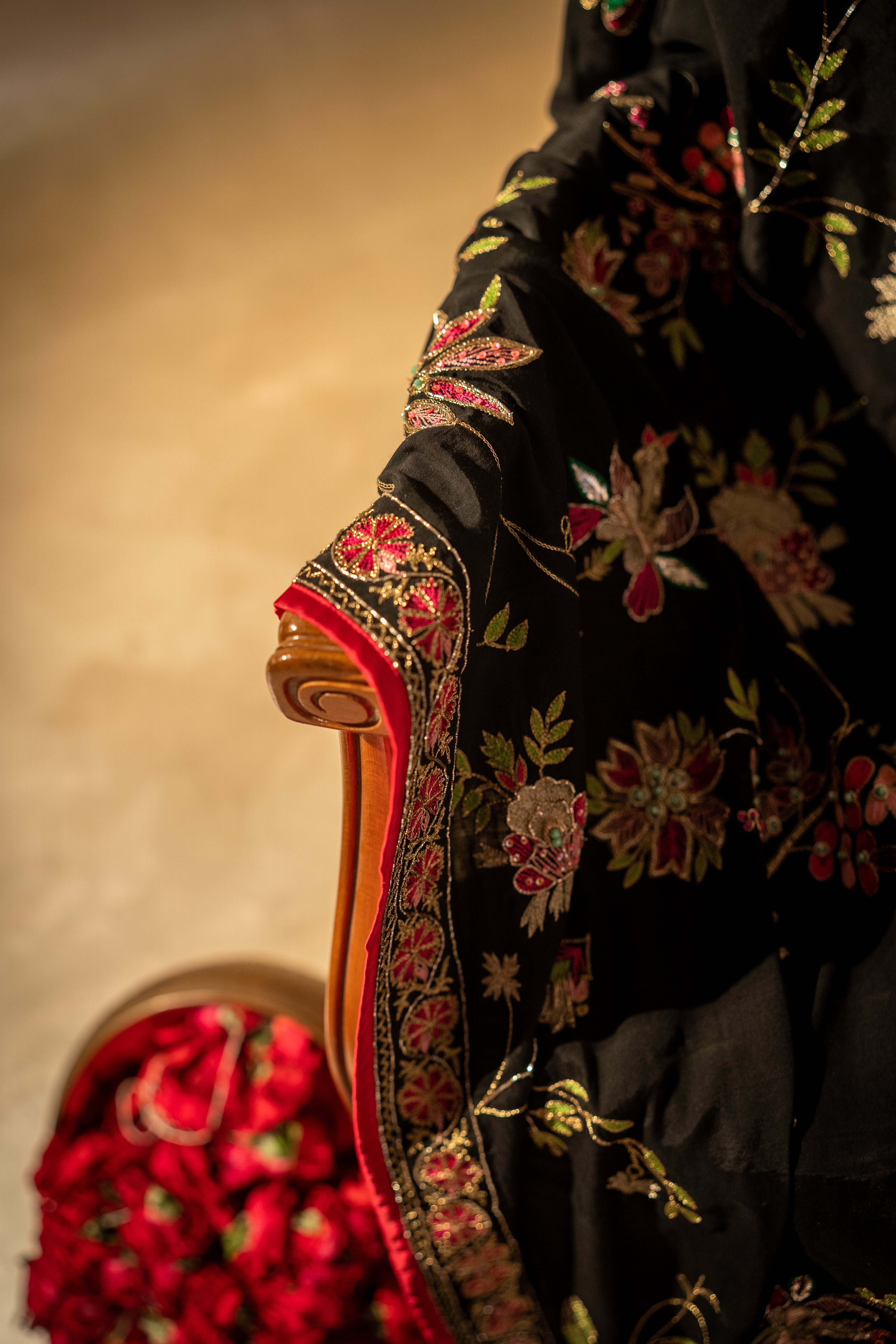 Chintz Noir - Black Embroidered Luxury Shawl - Buy Online Pakistan