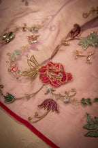 Shaam-e-Gul - Handcrafted Organza Shawl by Vashah - Shopping Karado