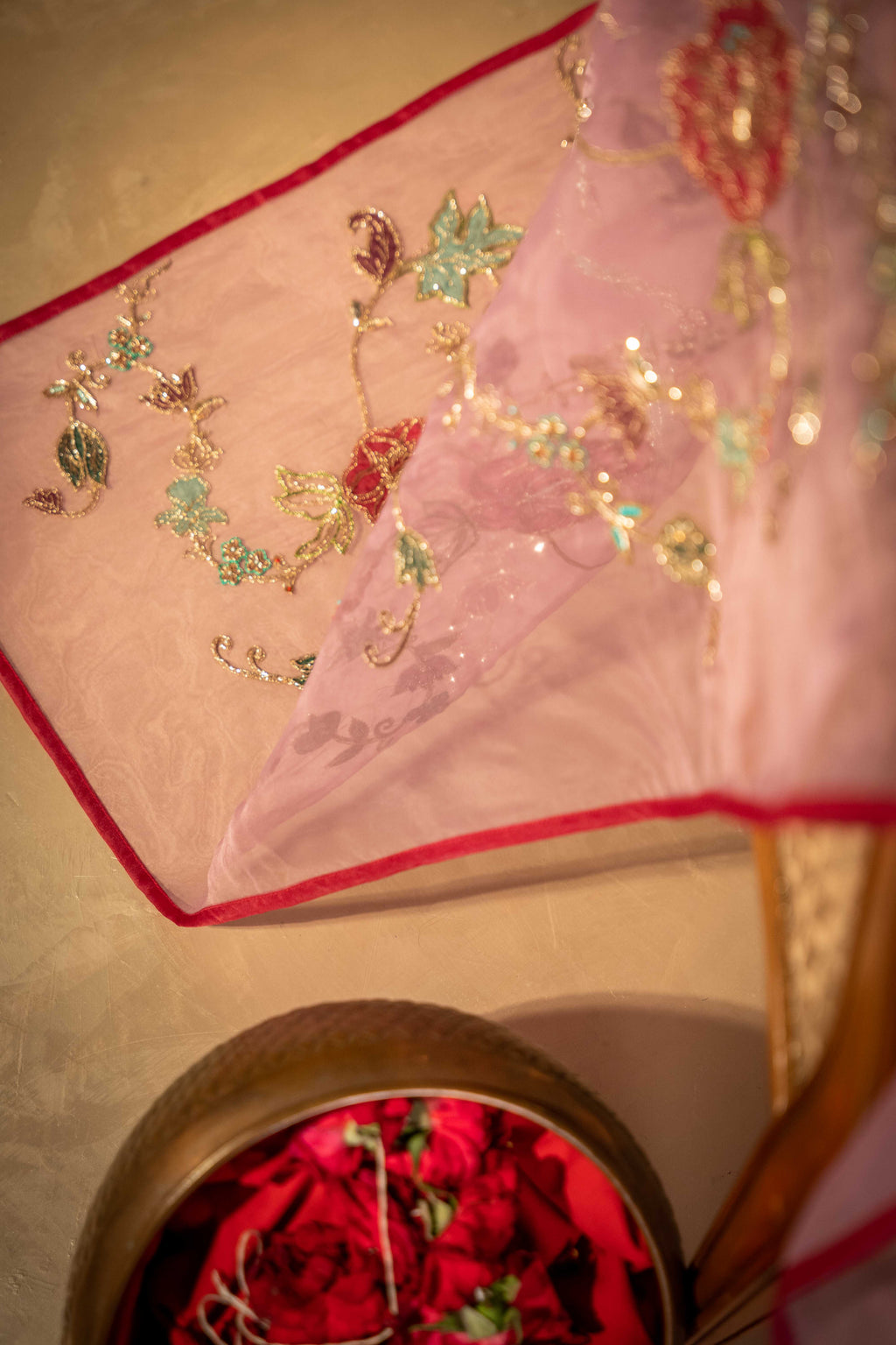 Shaam-e-Gul Detail View - Luxury Pakistani Shawl - shoppingkarado.com