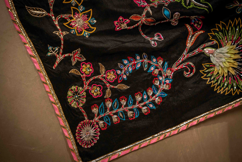 Midnight Chintz - Red Embroidered Luxury Shawl - Buy Online Pakistan