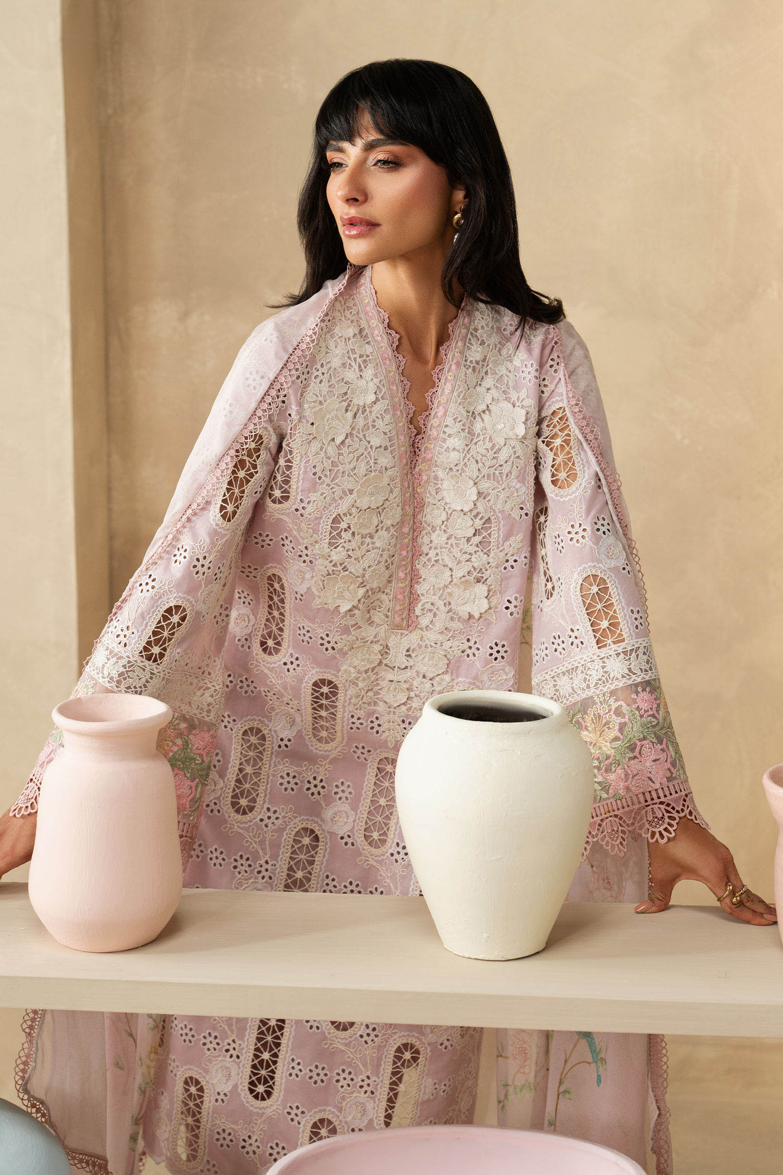MARIA-B 3pc Blush Blossom Luxury Embroidered Pret snail baby pink