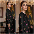 SastaaE Unstitched 3pc Floral Embroidered Dress on Shamoz Silk Shirt & Trouser and Organza Dupatta - Black - Buy Online at Shopping Karado
