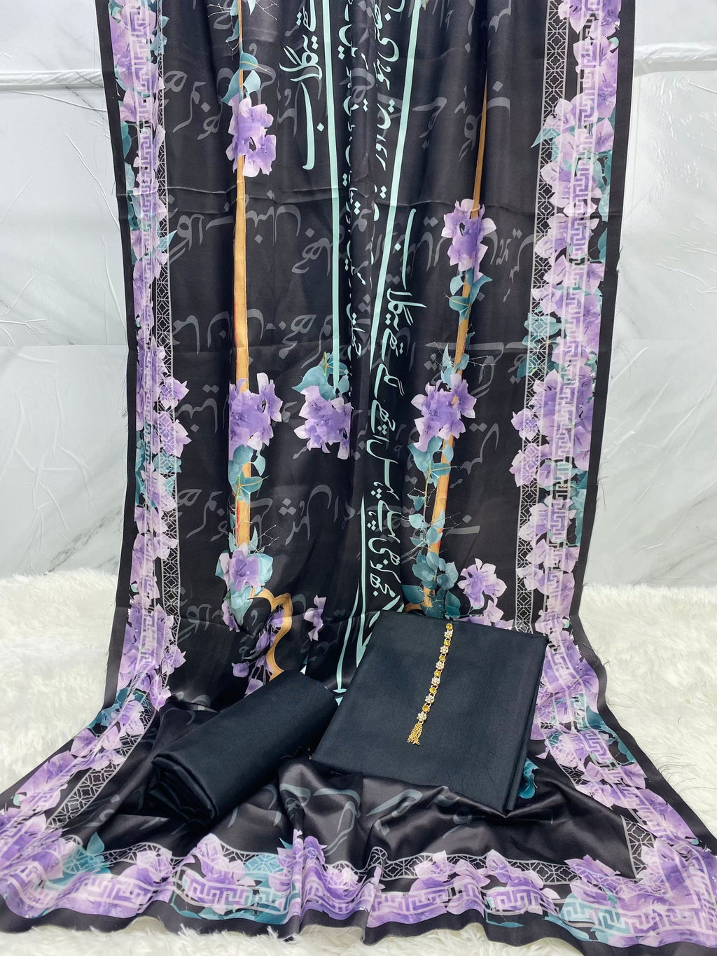 Gulaab Kataan SIlk Suit - Black - Buy Online at Shopping Karado