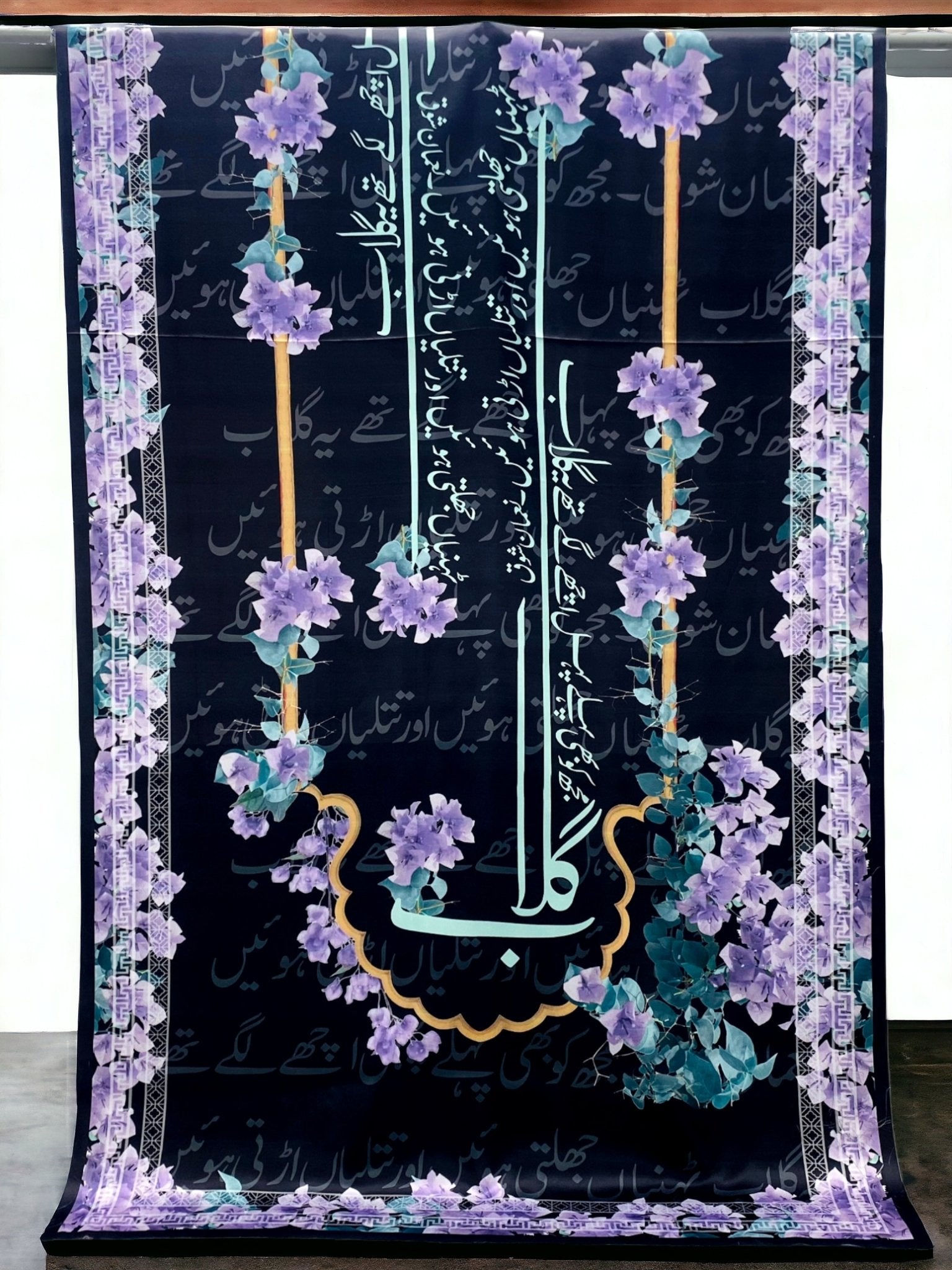 SastaaE Gulaab Kataan SIlk Suit - Black - shoppingkarado.com