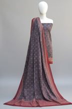 Organic Dye Hand Block Print Ajrak Two-Piece Dress – Moroccan Black Contrast Shirt & Dupatta (Unstitched, 2.5m Each)