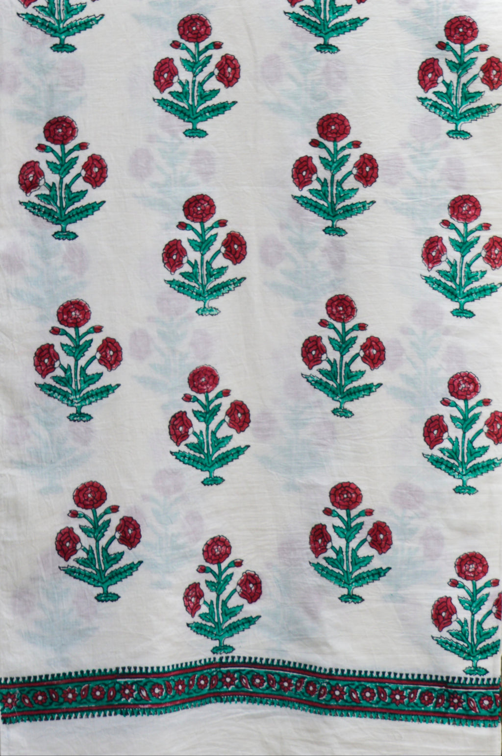 Hand Block Printed Maroon Floral Butta Kurta Fabric Lawn