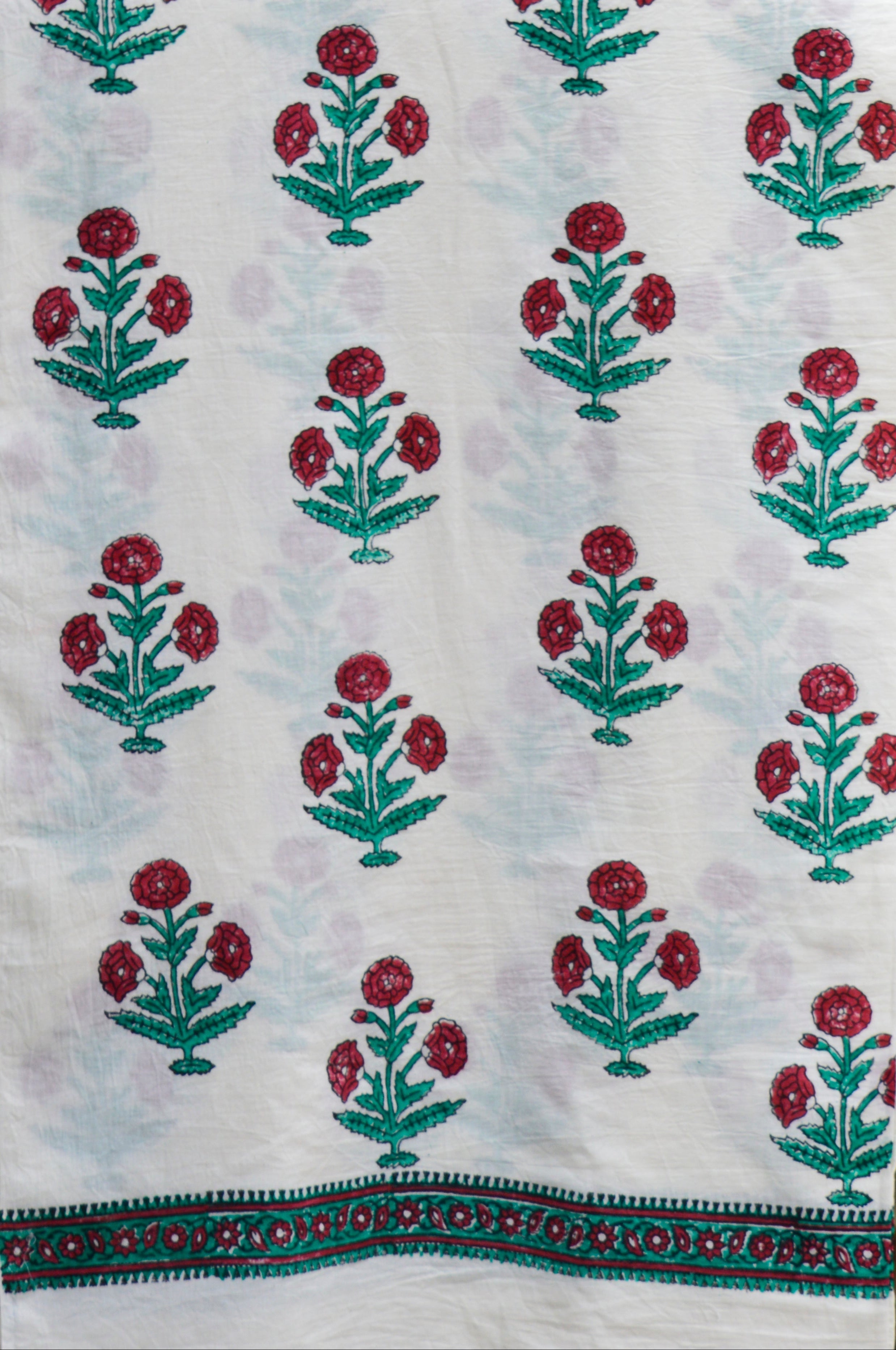 Hand Block Printed Maroon Floral Butta Kurta Fabric Lawn