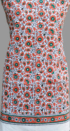 Daisy Flower Orange Hand Block Printed Cotton Two-Piece – Unstitched Shirt & Dupatta