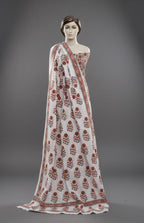 Daisy Flower Orange Hand Block Printed Cotton Two-Piece – Unstitched Shirt & Dupatta