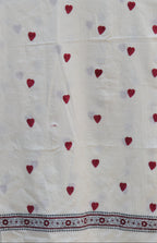 Hand Block Printed Maroon Lotus Kurta Fabric – White Base Lawn