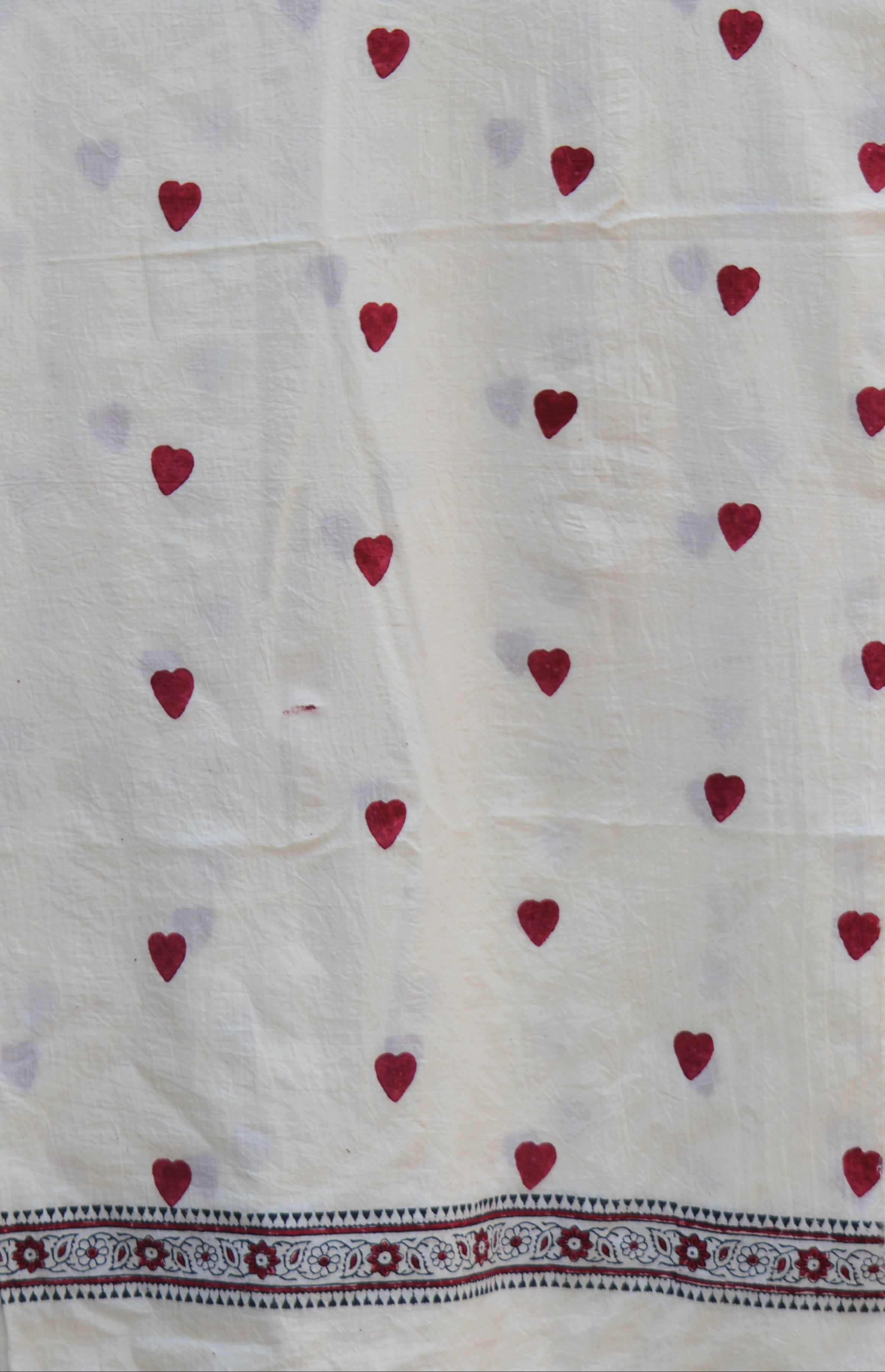 Hand Block Printed Maroon Lotus Kurta Fabric – White Base Lawn
