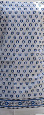 Hand Block Printed Lotus Tinny Blue Two-Piece – Unstitched Cotton Shirt & Dupatta
