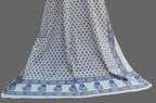 Hand Block Printed Lotus Tinny Blue Two-Piece – Unstitched Cotton Shirt & Dupatta