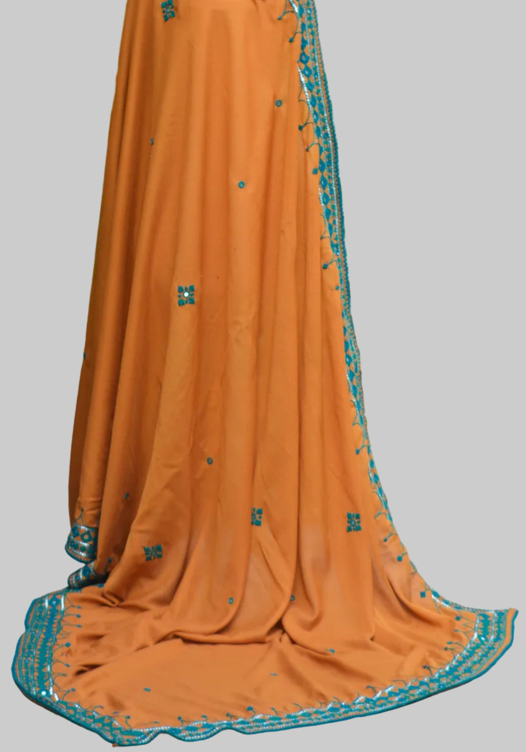 Rustic Sindhi Hand Embroidered Chadar – Mirror & Silver Dori Work on Swiss Voil