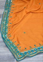 Rustic Sindhi Hand Embroidered Chadar – Mirror & Silver Dori Work on Swiss Voil