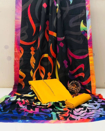 Huroof Multi Kataan SIlk Suit