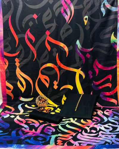 Huroof Multi Kataan SIlk Suit