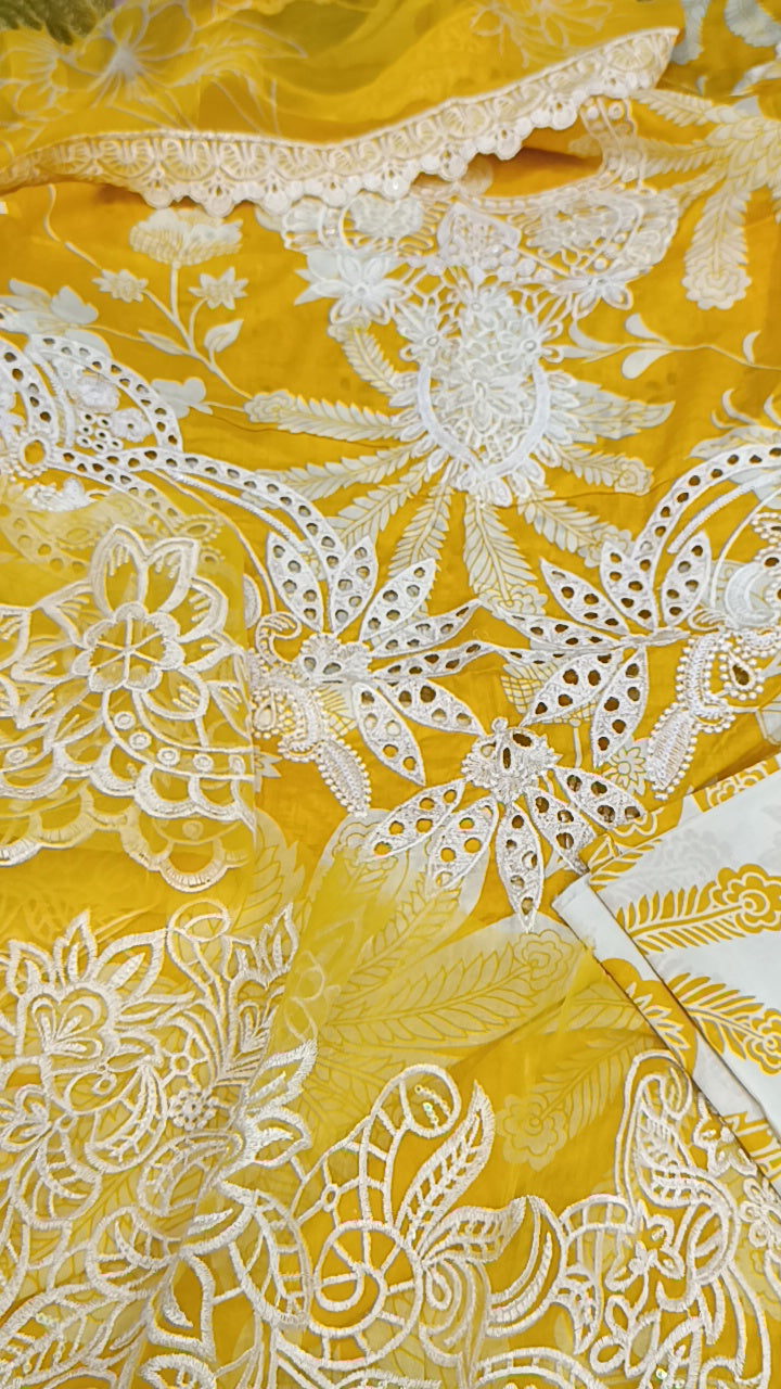 Buy 3Pc Sunday Yellow Lawn Online at Shopping Karado - Premium Quality Unstitched Suit