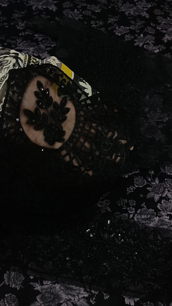 Buy 3Pc Glory Black Lawn Online at Shopping Karado - Premium Quality Unstitched Suit