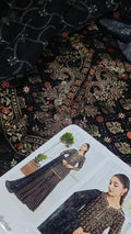 Buy 3Pc Black Sharara Lawn Online at Shopping Karado - Premium Quality Unstitched Suit