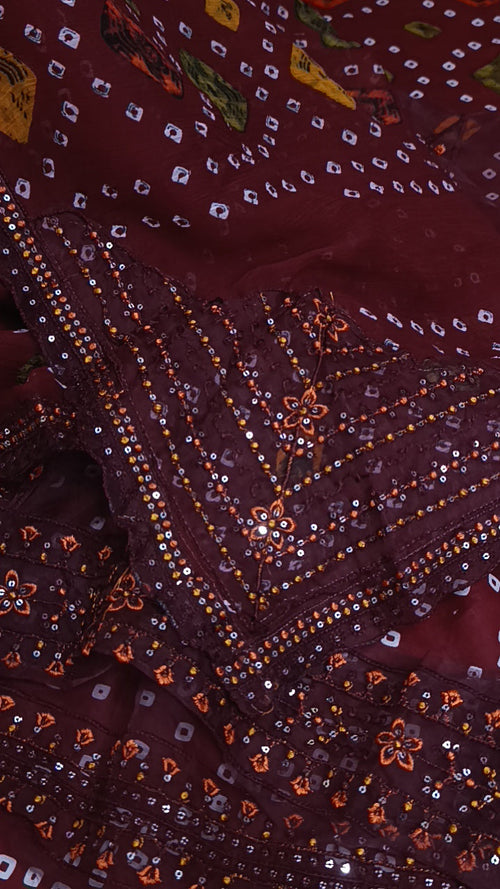 Buy 3Pc Chunri Maroon Lawn Online at Shopping Karado - Premium Quality Unstitched Suit